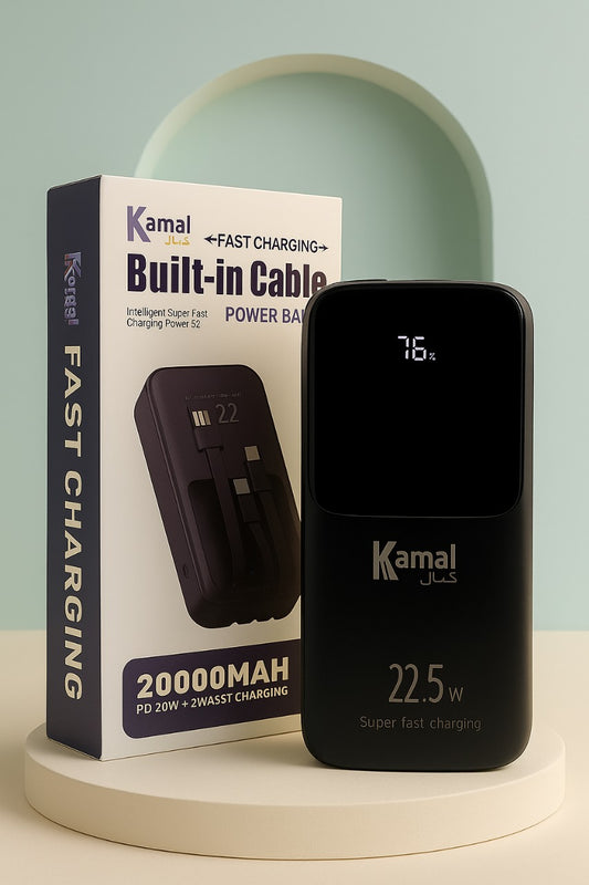 20000mAh Power Bank | 22.5W Super Fast Charging | Built-in 3-in-1 Cables | LED Digital Display | Portable Charger for All Devices