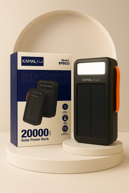 20000mAh Solar Power Bank | Built-in Cables | LED Light | Digital Display | Fast Charging Portable Solar Charger