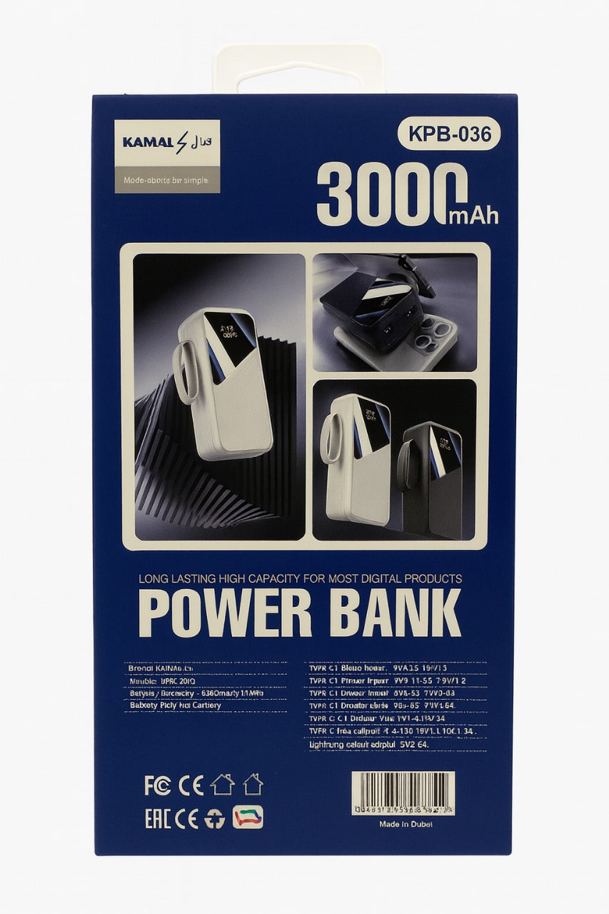 30000mAh 45W Super Fast Charging Power Bank | Built-in Cables | LED Display | Type-C, Lightning & Micro Compatible