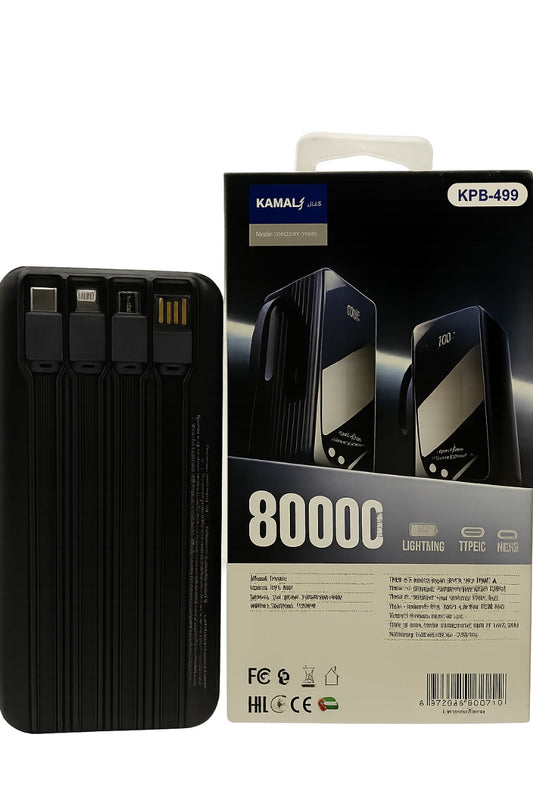 80000mAh 100W Super Fast Charging Power Bank – Laptop & Mobile Charger | Type-C + Lightning Ports | Made in Dubai