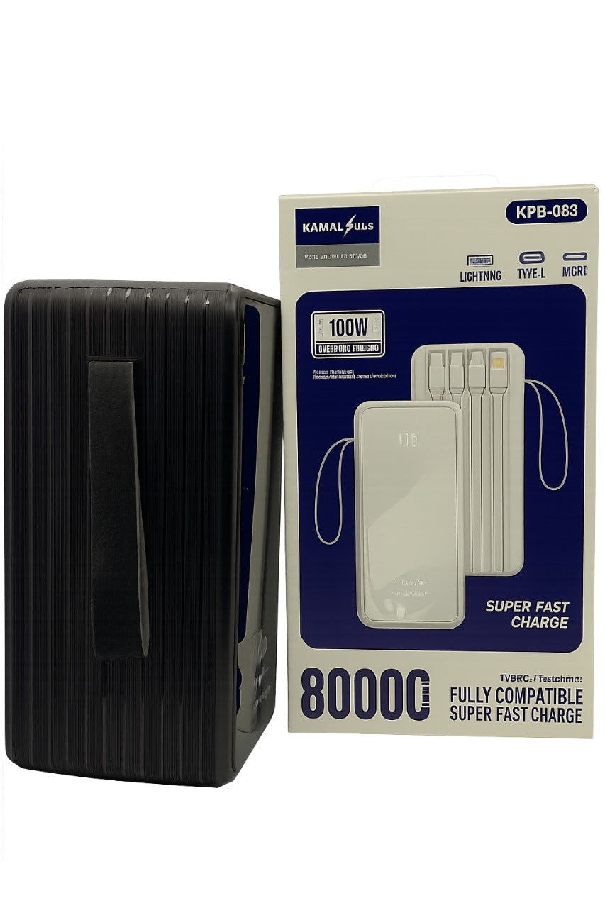 80000mAh 100W Super Fast Charging Power Bank – Laptop & Mobile Charger | Type-C + Lightning Ports | Made in Dubai