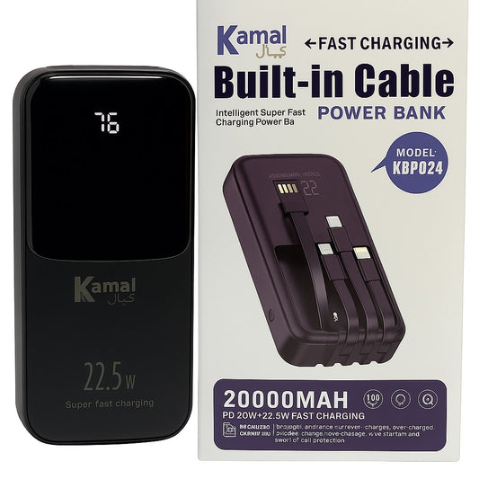 20000mAh Power Bank | 22.5W Super Fast Charging | Built-in 3-in-1 Cables | LED Digital Display | Portable Charger for All Devices