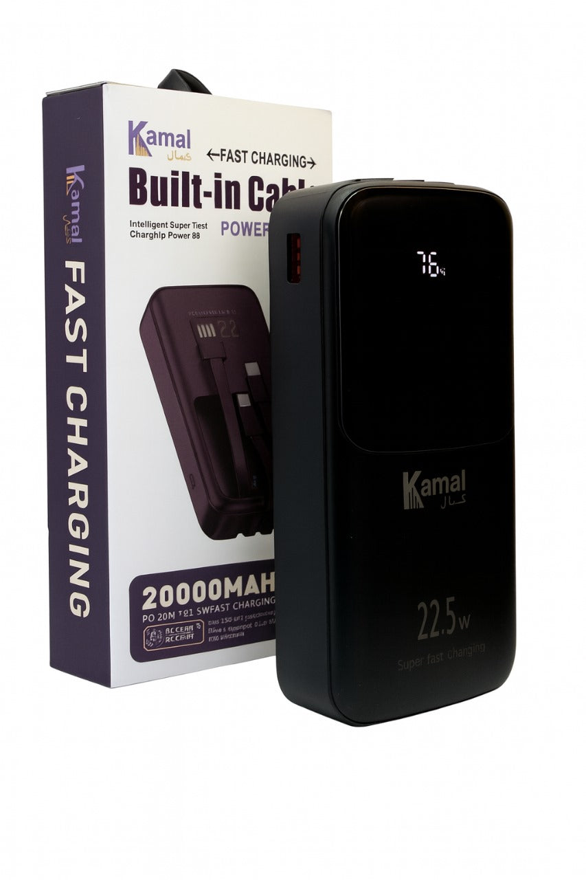 20000mAh Power Bank | 22.5W Super Fast Charging | Built-in 3-in-1 Cables | LED Digital Display | Portable Charger for All Devices