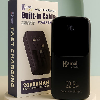 20000mAh Power Bank | 22.5W Super Fast Charging | Built-in 3-in-1 Cables | LED Digital Display | Portable Charger for All Devices