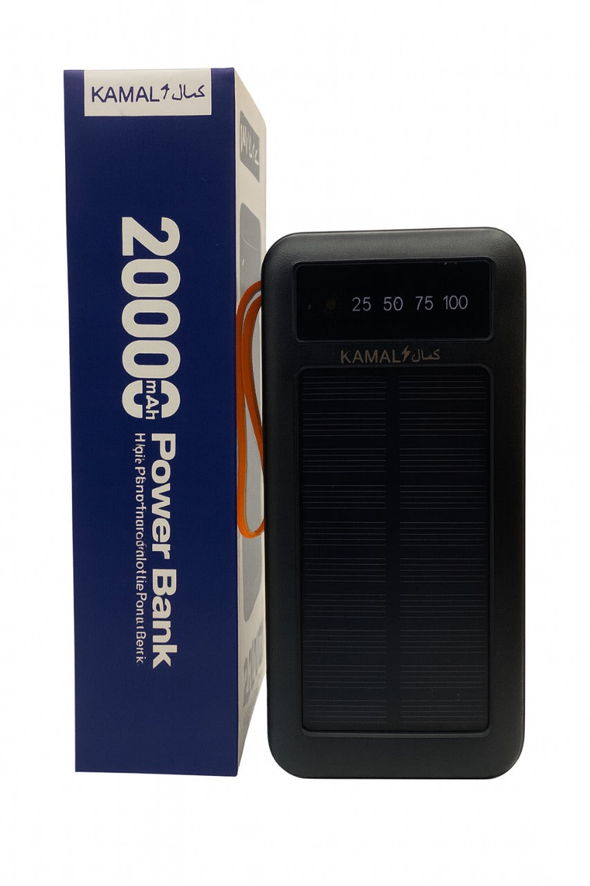 20000mAh Solar Power Bank | Built-in Cables | LED Light | Digital Display | Portable Solar Charger
