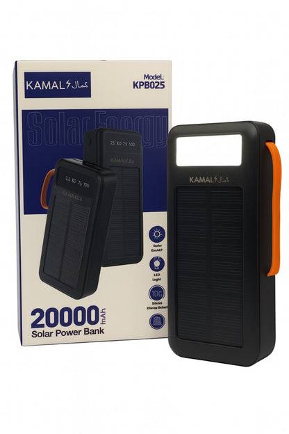 20000mAh Solar Power Bank | Built-in Cables | LED Light | Digital Display | Portable Solar Charger