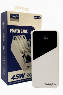 30000mAh 45W Super Fast Charging Power Bank | Built-in Cables | LED Display | Type-C, Lightning & Micro Compatible