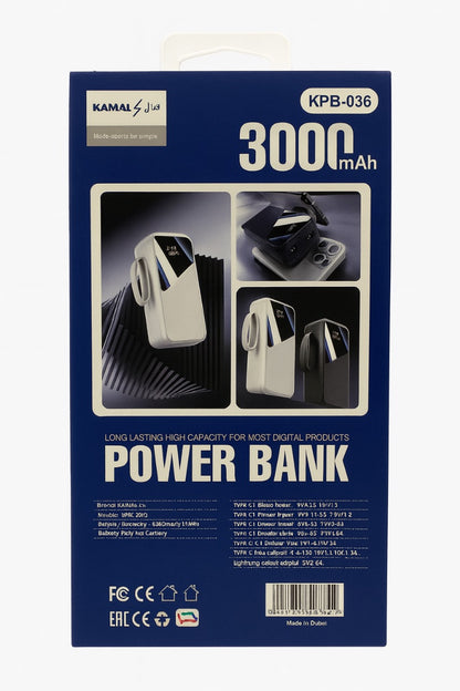 30000mAh 45W Super Fast Charging Power Bank | Built-in Cables | LED Display | Type-C, Lightning & Micro Compatible