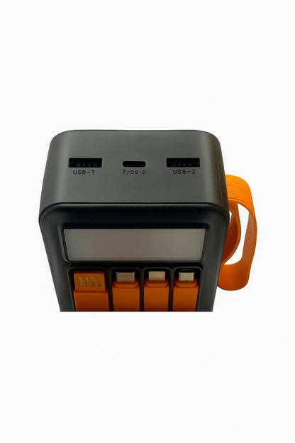 50000mAh Solar Power Bank – Fast Charging Portable Charger with LED Light & Built-in Cables | Type-C, Lightning, USB | Made in Dubai