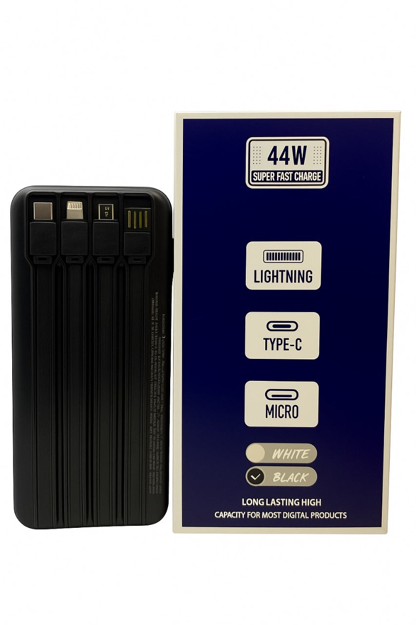 80000mAh 44W Super Fast Charging Power Bank – Multi-Port Laptop & Mobile Charger | Built-in Cables | Made in Dubai