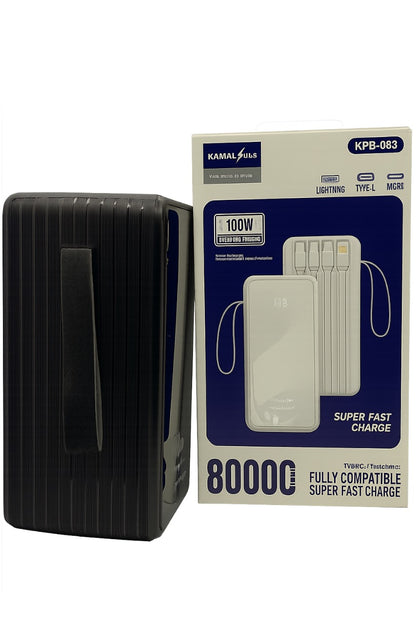 80000mAh 100W Super Fast Charging Power Bank – Laptop & Mobile Charger | Type-C + Lightning Ports | Made in Dubai