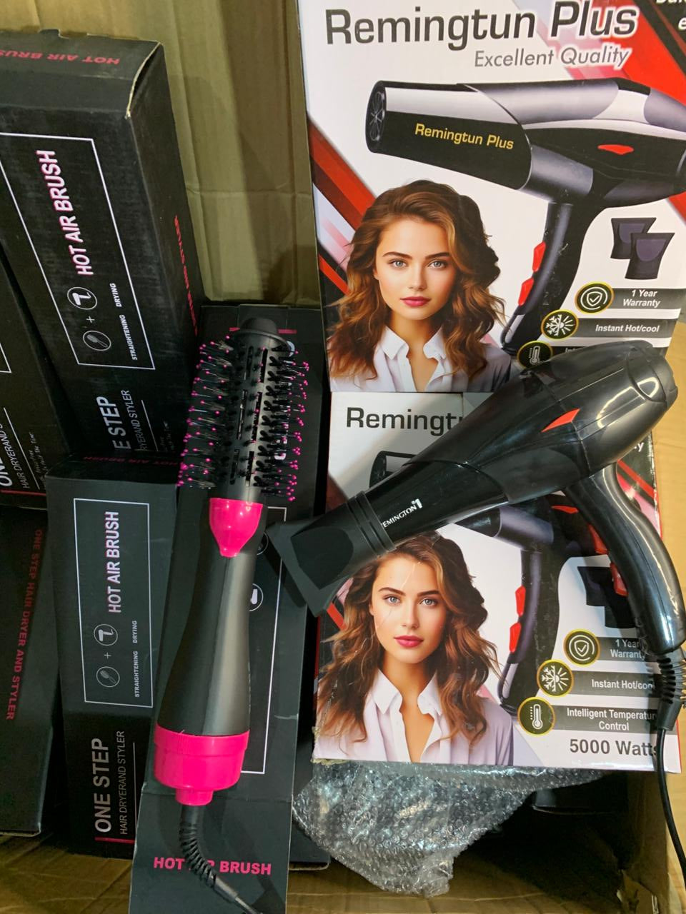 Remingtun Plus 5000W Hair Dryer + One-Step Hot Air Brush | Professional Salon Styling Combo