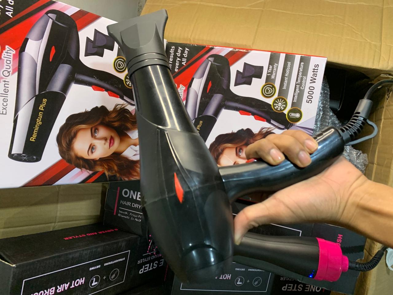 Remingtun Plus 5000W Hair Dryer + One-Step Hot Air Brush | Professional Salon Styling Combo