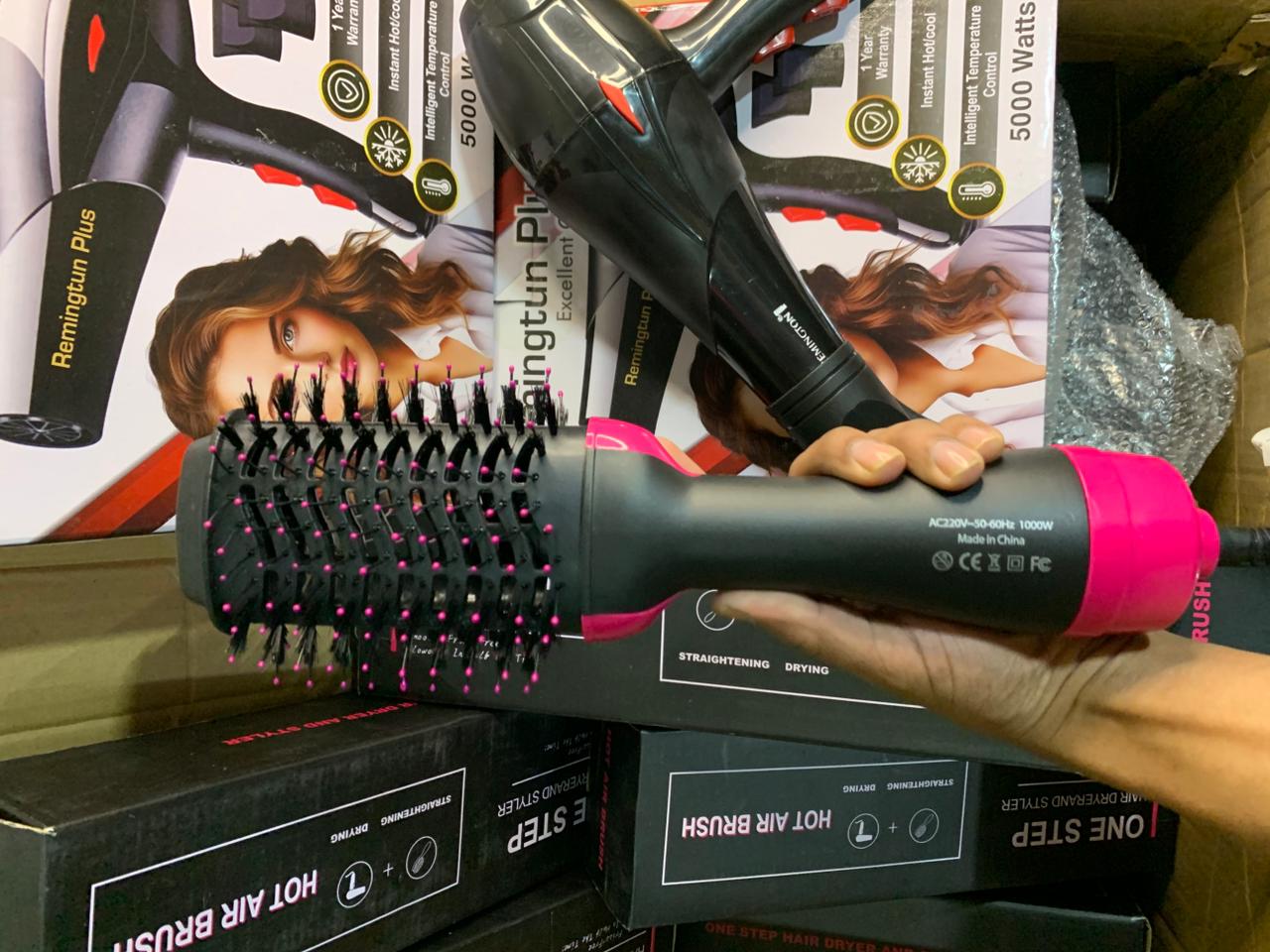Remingtun Plus 5000W Hair Dryer + One-Step Hot Air Brush | Professional Salon Styling Combo