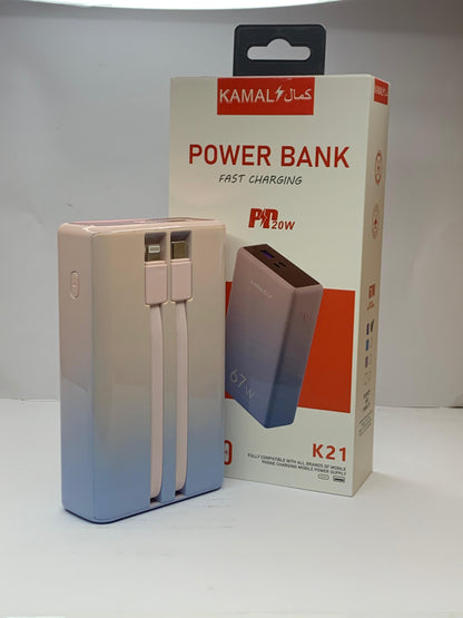 KAMAL K21 Power Bank 20000mAh | 67W Super Fast Charging | PD 20W | Long-Lasting Battery Backup