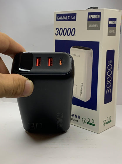 Kamal Power Bank 30000mAh – Model KPB039 | PD Fast Charging | Type-C & Dual USB | High Quality Battery