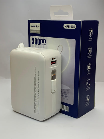 KAMAL 30000mAh Power Bank (88W Fast Charging) – Type-C & Lightning, Digital Display, Portable