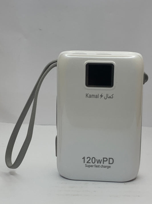KAMAL 20000mAh Power Bank 120W PD Super Fast Charging – Type-C & iPhone Cable, LED Display