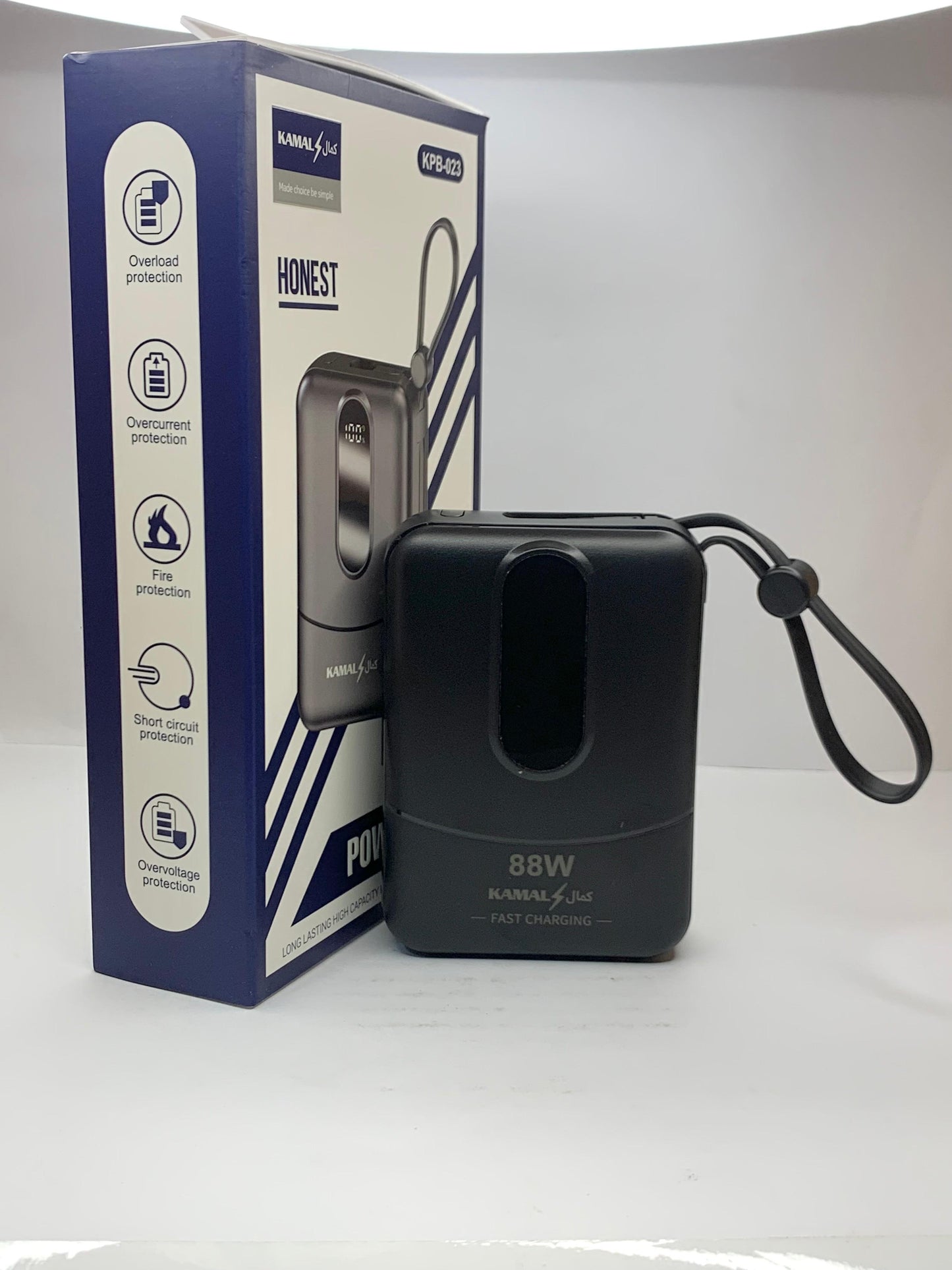 KAMAL 88W Fast Charging Power Bank 20000mAh – Type-C & Lightning, Digital Display, High-Quality Battery